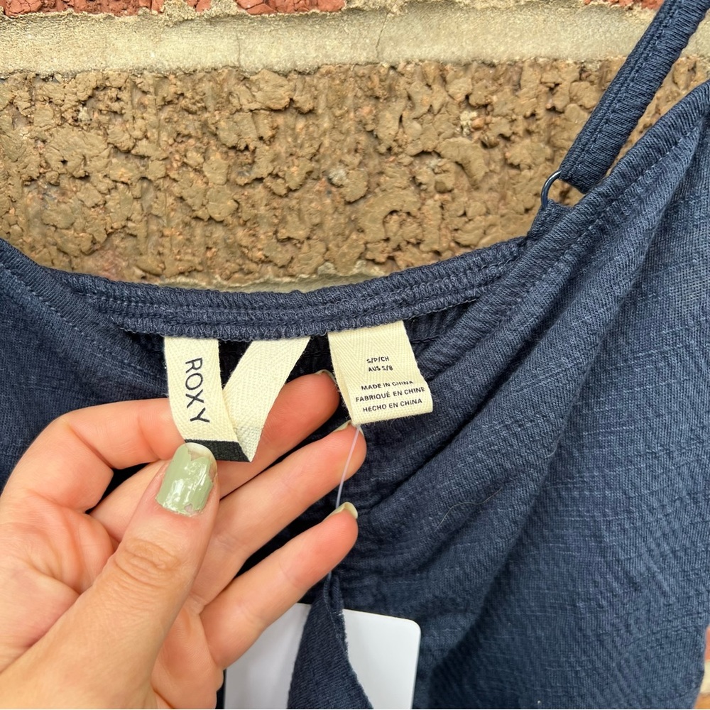 Roxy Navy Blue Spaghetti Strap Drawstring Cropped… - image 5